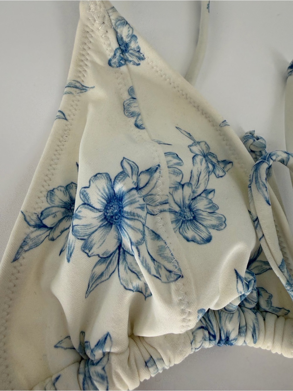 PacSun White Bikini Top with Blue Floral Print